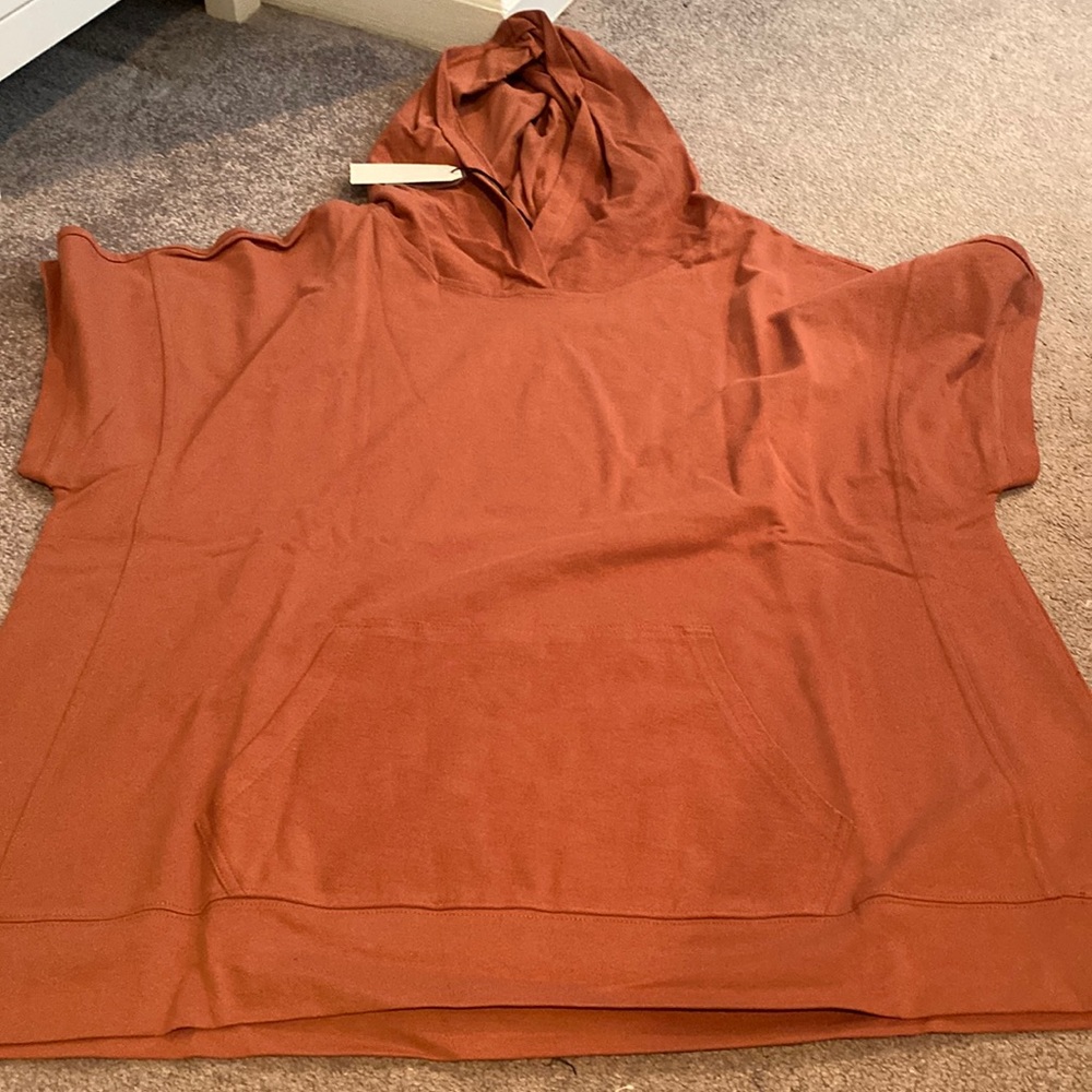 NWT Cotton Bleu Brown short sleeve hooded top XL